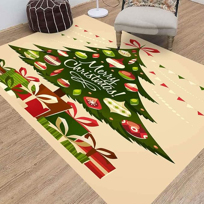 Modern Area Rug, Jesmacti Play Area Rug Large Area Rug Christmas Tree Gifts Card