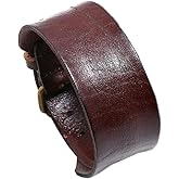 LHUOSN Punk Leather Bracelet for Men, Extra Wide Men's Leather Cuff Bracelet Adjustable Womens Leather Wirstbands for Rock Gothic Motorcycle Bike HipHop