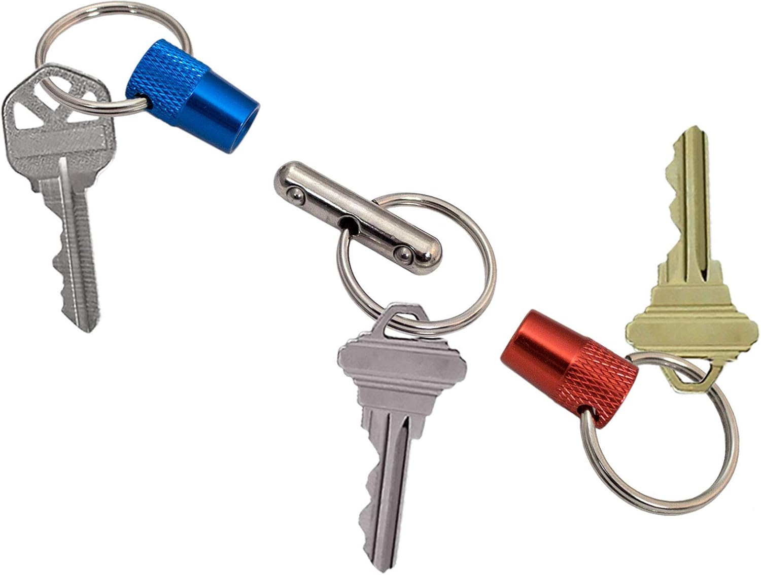 Lucky Line 3-Way Pull Apart Keychain,1 Pack, Red, Blue and Silver (71701): Office Products