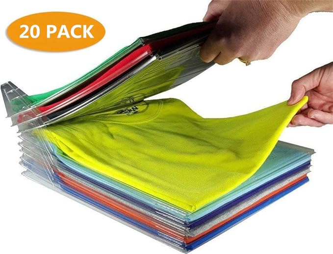 Organizador de Armarios Ropa - Camiseta Carpeta, Tamaño Normal, 20-Pack (Transparente)