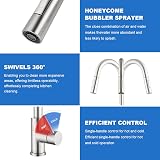 Tohlar Kitchen Sink Mixer Tap Brushed Nickel Pull Down Sprayer view 5