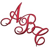 Laughing Lizards Monogram Letter Patch 26 Piece Kit, Script Iron On Appliques, Kit Includes All 26 Cursive Letters for Clothing, Stockings, and More! (Large, Red)