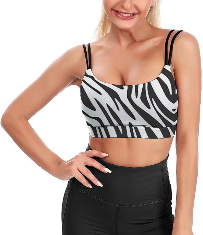 Amazon スポーツブラ ゼブラ柄 バストアップ 夜用ブラジャー スポーツウェア ブラジャー ノンワイヤー 脇肉キャッチ シンプルタイプ トレーニングウェア レディース ヨガウェア ヨガウェア ヨガブラ ハイサポート 内蔵成型カップ 通気性 フィットネス トレーニング