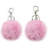 MMQXWZG 2PCS Pom Pom Keychain Faux Rabbit Fur Ball for Car Key Ring Handbag Bag Pendant