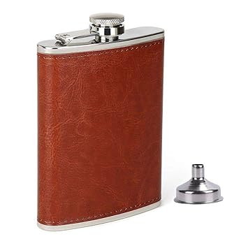 Lavanaya Silver Easy Sip Stainless Steel Hip Flasks, Liquor or Wine Whiskey Alcohol Drinks Holder Pocket Bottle with Funnel (230 ml)