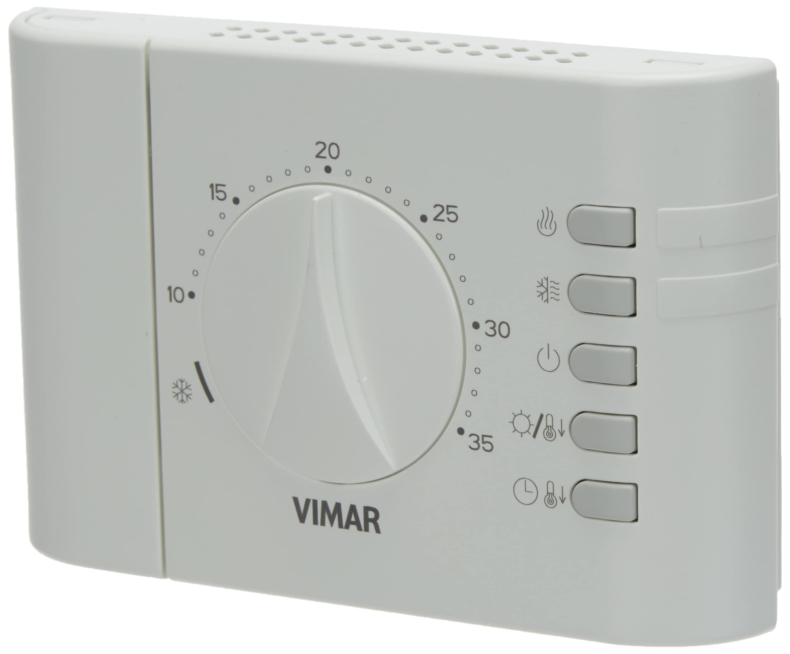 VIMAR 02900.1 Room Thermostat for Cooling And Heating Controls, AA LR6 1, 5 V Battery-Powered (Not Supplied), Boiler Thermostat for Surface Mounting
