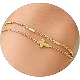 Dainty Gold Bracelets for Women Non Tarnish - 18K Gold Cross Pearl Eye Infinity Bracelet, Cute Stack Chain Bracelet Layered Bracelets Trendy Jewelry for Women Birthday Gift for Her