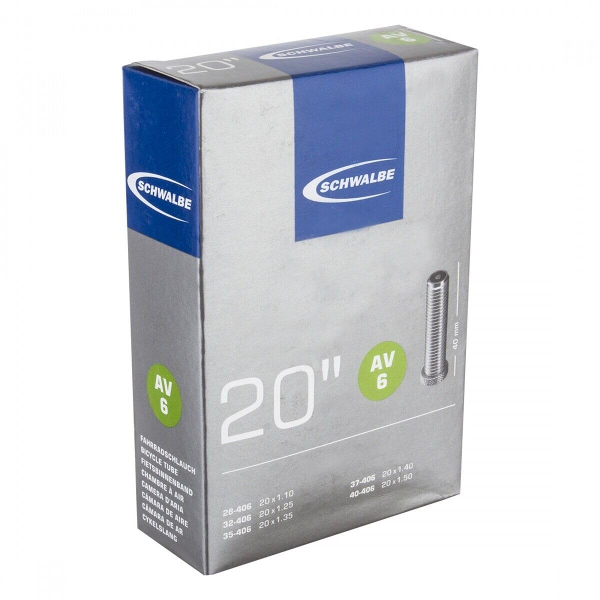 Schwalbe AV6 Tube Schrader,Black, 20 x 1 1/8-1.50 Inches
