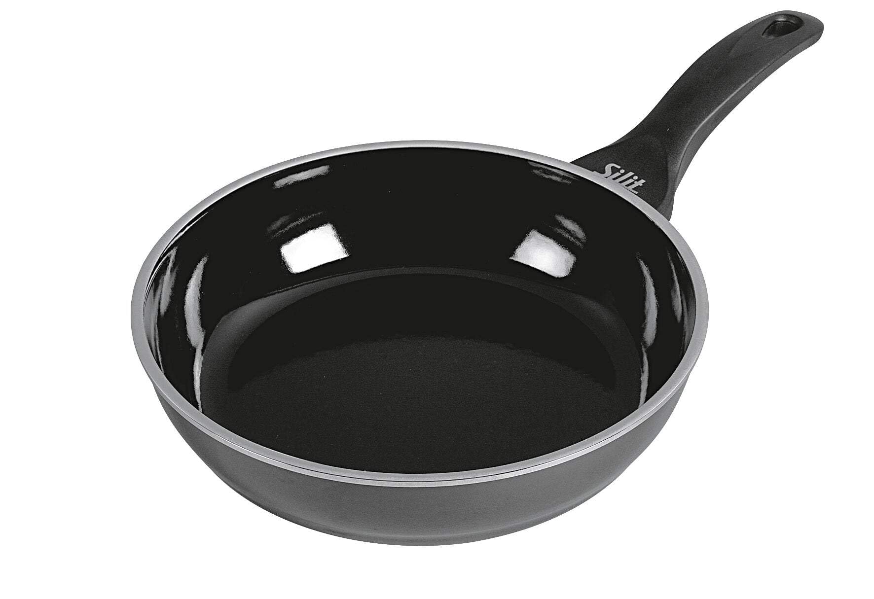 Silit 2110181835 Uncoated Professional with Flame Protection Silargan Functional Ceramic Frying Pan, Black, 24 cm