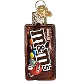 Old World Christmas Mini M&M's Bag Glass Blown Ornament for Christmas Tree, Handcrafted Holiday Decoration, Candy Collection