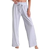 Crexomi Women Pajama Pants Comfy Lounge Wide Leg Casual Stretch Palazzo Drawstring Pj Bottoms Pants S-3XL