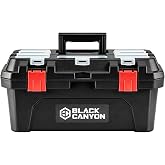 Black Canyon 19 Inch Portable Plastic Tool Box, 19 in &times; 9.6 in &times; 8.3 in, Padlockable 1 Piece 19 in