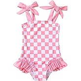 Happy Town Toddler Baby Girl Swimsuit Color Block One Piece Bathing Suits Summer Beach Swimwear