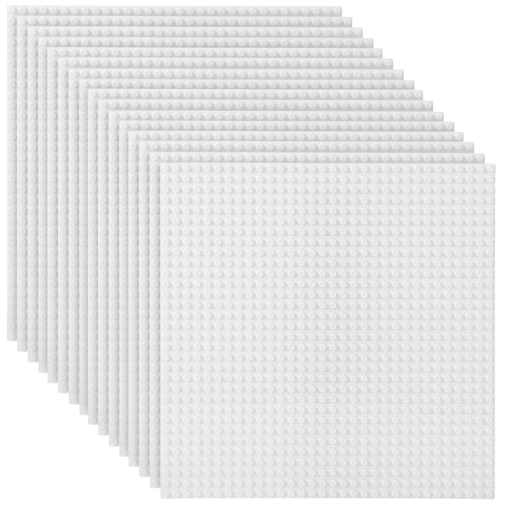 Etarnfly 16 Pack Classic Base Plates,25.5 x 25.5 cm Building Board Baseplates 100% Compatible with All Major Brands,White