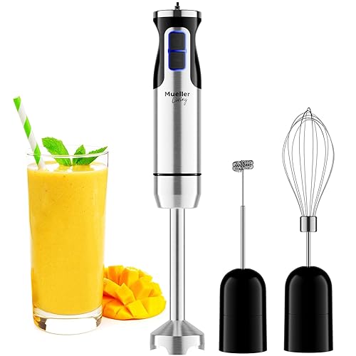 Mueller Immersion Blender Handheld Speed Stainless Steel Electric Hand  Blender, in Emulsion Blender Handheld with Turbo Mode, Stick Blender