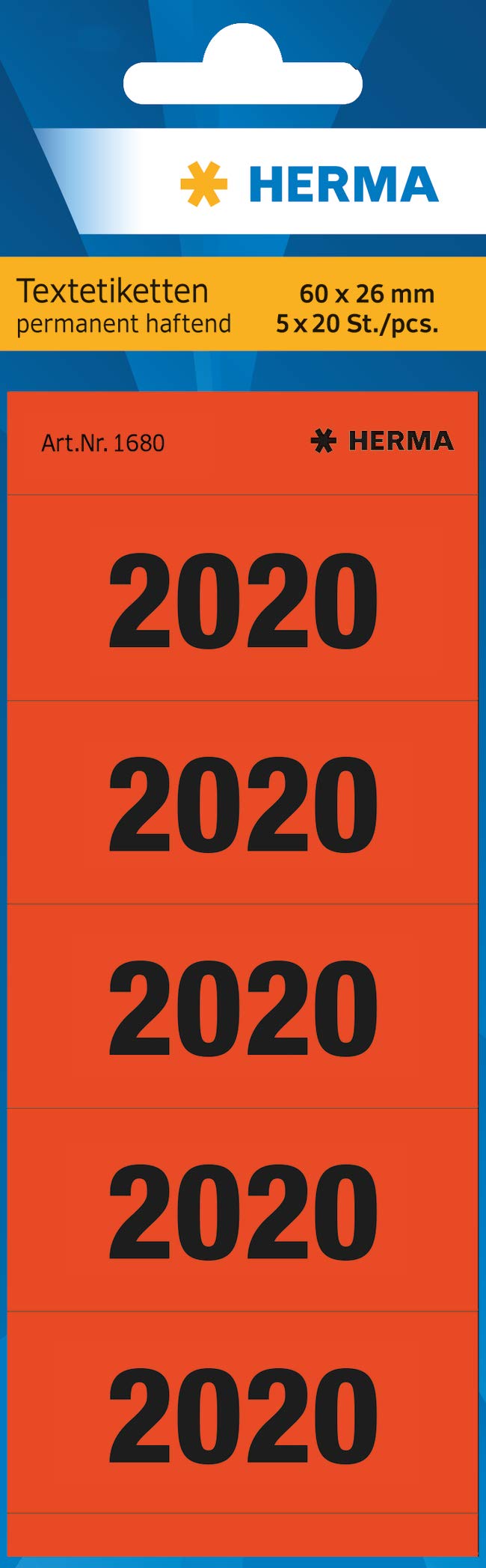Herma Year Numbers Sticker 2020 (red) 60 x 26 mm 2020