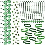 108 St Patricks Day Party Favors Supplies Set Includes 12 Shamrock Sunglasses 12 Shamrock Necklaces 12 Shamrock Bracelets and 72 Saint Patrick Temporary Tattoos Irish Green Supplies Accessories Toys