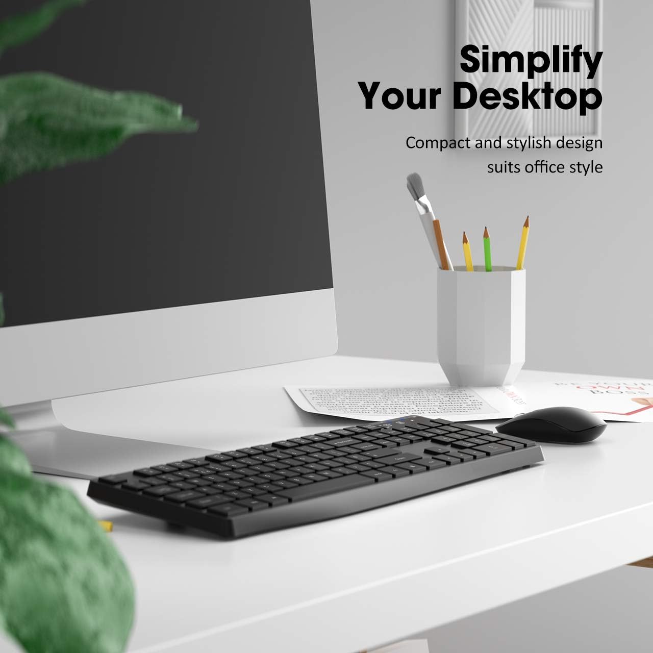 VicTsing Wireless Keyboard and Mouse Combo [Energy Saving], 3 Level DPI Adjustable Wireless Mouse and 2.4GHz Computer Keyboard, Independent On/Off Switch, Num/Caps/Power Indicator, Black: Computers & Accessories