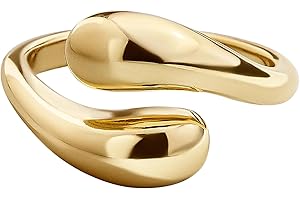 Aojun 14K Gold Filled Chunky Open Stackable Rings for Women | Bold Statement Ring Band Gold Rings for Women