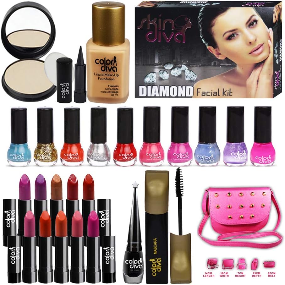 COLOR DIVA Makeup Combo Sets With Skin Diva Skin Care Facail Kit-80g Pack of 23 Pc