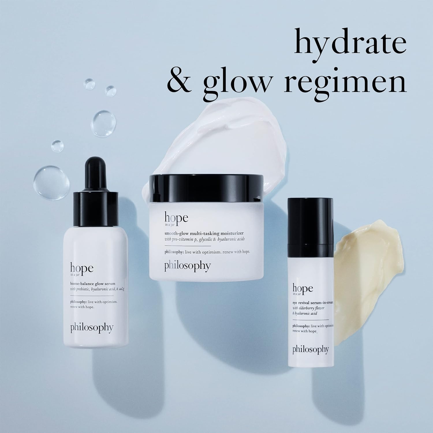 philosophy hope in a jar biome-balance glow facial serum - with enhanced hyaluronic acid, prebiotic & AA2G - helps restore natural balance & provides instant, supercharged hydration - 1 fl oz