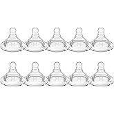 TOVVILD Silicone Replacement Nipple, Medium Flow Nipples for Wide Neck Bottles, 3+ Months, 10 Count