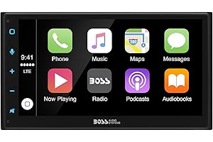 BOSS Audio Systems BVCP9675A Car Multimedia Player with Apple CarPlay - Double Din Car Stereo, 6.75 Inch LCD Touchscreen Monitor, Bluetooth, Android Auto, MP3, USB Port, Aux Input, AM FM Car Radio