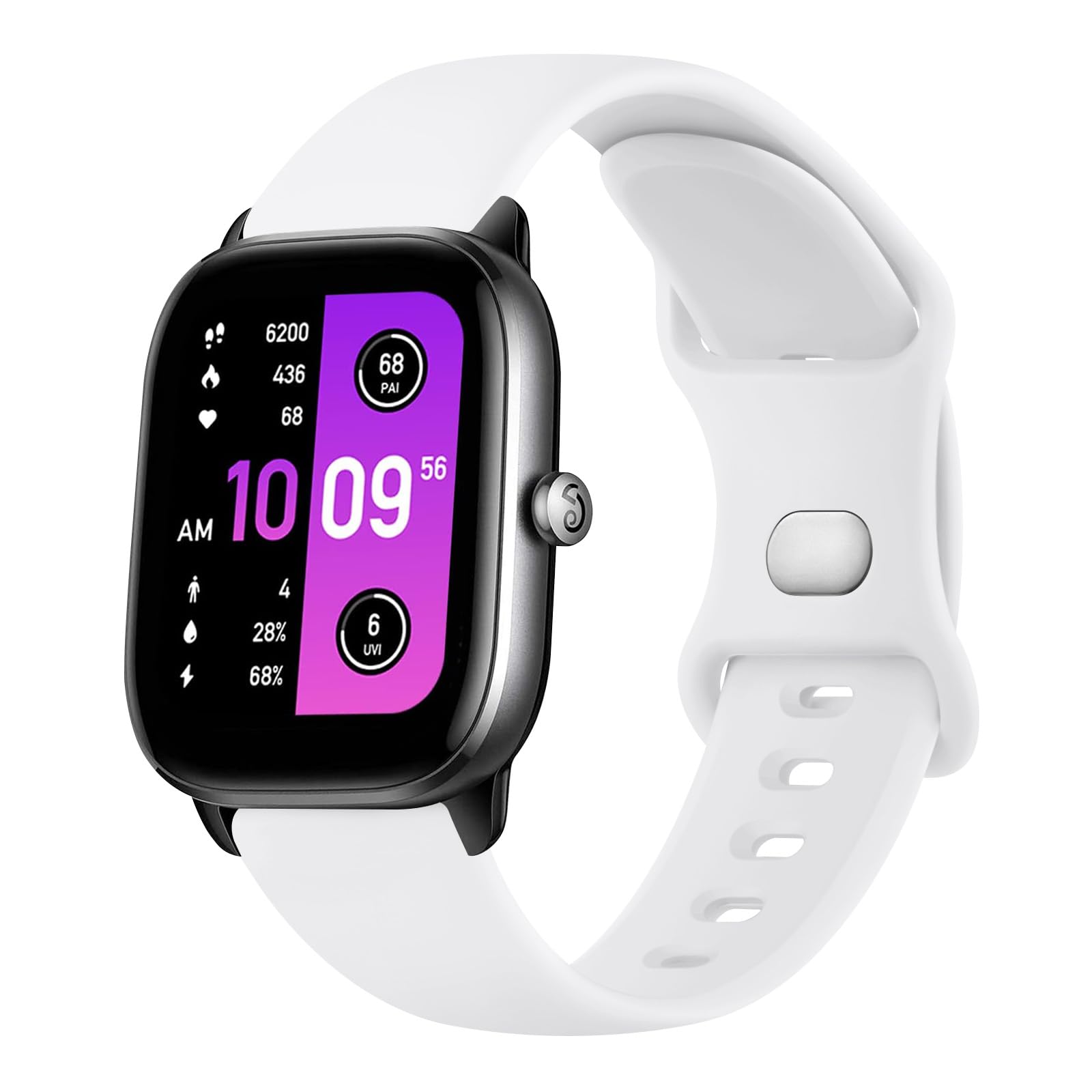 Silicone Straps Compatible with Amazfit GTS 2 Mini/GTS 4 / GTS 4 Mini/GTS 3 / GTS 2 / GTS 2e, 20mm Soft Double Hole Buckle Band for Amazfit Bip 3 Pro/Bip 3/Bip U Pro/Bip Lite/Bip S/Bip U (White)