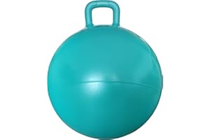 AppleRound Hippity Hoppity Jumping Ball with Pump, Bouncy Ball with Handle, 20in/50cm Diameter for Age 7-10, Kangaroo Bouncer, Space Hopper for Children, Plain Color (Turquoise)
