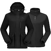 CAMEL CROWN Women's Ski Jacket 3 in 1 Winter Jacket Waterproof Jacket Windbreaker Snow Coat with Inner Warm Fleece Coat