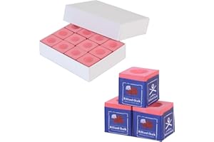 Kmise Professional Pool Cue Chalk, 12 Cubs / 48 Cubs Billiard Chalk with Storage Box Fine Powder Pool Chalk Cubes 4 Colors Billiard Cue Chalk Suitable for Each Cue Tip Size (Pink/Blue/Grey/Cyan)
