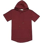 Dubinik®Short Sleeve Hoodie Lightweight Soft Cotton Moisture Wicking Kangaroo Pocket Short Sleeve Hoodie For Men