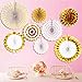 Hanging Paper Fan Party Decoration Gold Fiesta Tissue Flower Banner Paper Fan Bulk Set Garland Supply for Birthday Party, Wedding, Baby Shower, Bridal Shower(Set of 8)