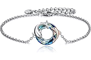 ONEFINITY Dolphin Anklet for Women Sterling Silver Crystal Dolphin Ankle Bracelet Mother and Daughter Ocean Jewelry Gifts for Mom Girls