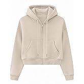 Kissonic Women's Cropped Zip Up Hoodie Fleece Lined Drawstring Crop Tops Sweatshirt Jacket with Pockets