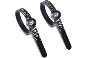 Amaxiu 2Pcs Ring Sizer Measuring Set, Reusable Ring Sizer with Magnified Glass Ring Size Gauge Finger Size Tape Jewelry Sizing Tool for Men Women(Black)