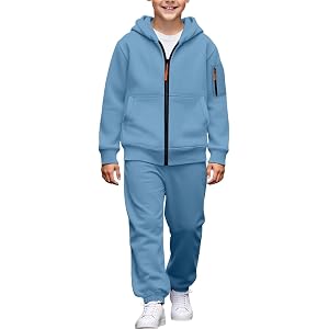 Boys' 2 Piece Athletic Tracksuit Jogging Sets Outfit Sweatsuit Zip up Hoodie and Active Pants Kids Teen Fall Winter Outfits
