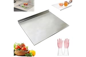 Stainless Steel Cutting Board with Lip, Large Metal Cutting Boards with Counter Lip for Kitchen Countertop, Non Slip Chopping