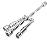 WorkPro 14-Inch Universal Folding Lug Wrench, 4-Way Cross Wrench | SAE &amp; Metric, Chrome-Plated Drop-Forged Steel, Folding Design for Storage, Universal for Cars, Light Trucks, SUVs, RVs &amp; Vans