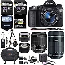 Canon EOS 70D 20.2 MP AF Full HD 1080p DSLR Camera Bundle with EF-S 18-55mm f/3.5-5.6 IS STM Lens, 55-250mm Image Stabilizer Zoom Lens and Accessory Kit (20 Items)