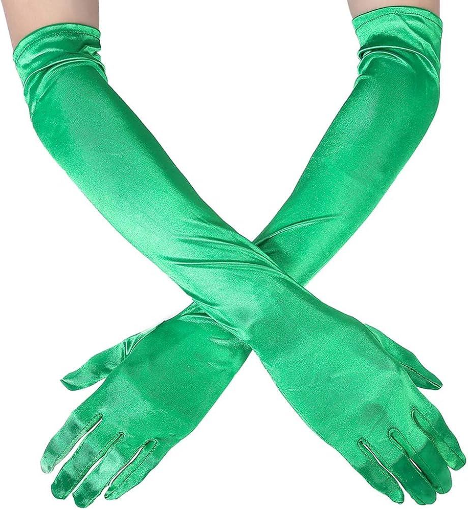 Guante largo negro blanco Guantes de Satén Mujer Vintage Guantes hasta