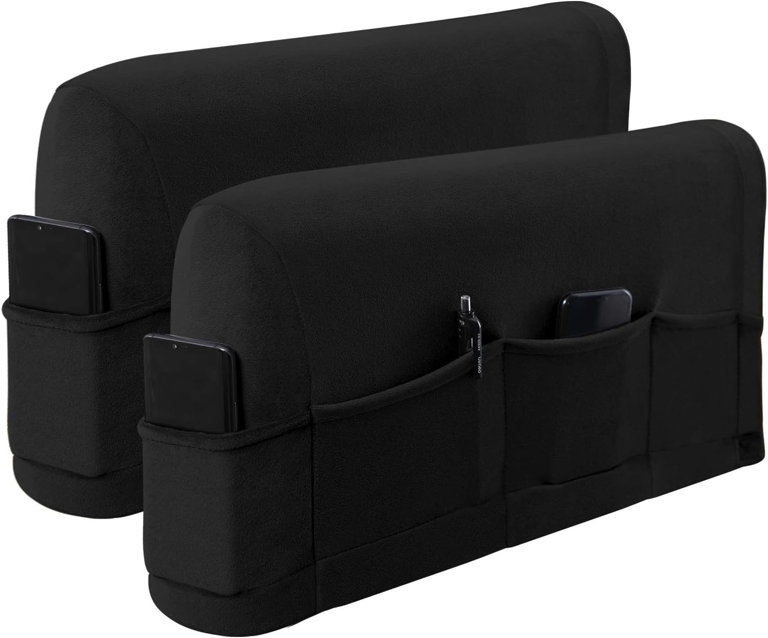 LUSHVIDA Velvet Sofa Armrest Covers - Non-Slip Waterproof Furniture Protector Armchair Slipcovers for Recliner with 3 Pockets, 2 Packs Left Arm: Kitchen & Dining