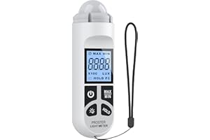 Proster Digital Light Meter Support Max/Min Modes Light Meter Range up to 200,000 Lux Luxmeter Handheld Digital Lux Meter wit