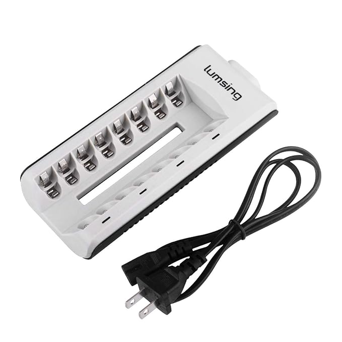 Lumsing 8 Bay AA, AAA, Ni-MH, Ni-CD Rechargeable Battery Charger - Upgraded ETL Certified (8-Bay in-Pair Charger)