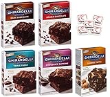 Ghirardelli Premium Chocolate Brownie Mix Variety - Bundle of 5 Flavors - Triple Fudge, Caramel Turtle, Double Chocolate, Chocolate Supreme, Dark Chocolate Gift Box