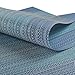 Homcomoda Place Mats Washable PVC Dining Table Mats Non-slip Heat-resistant Vinyl Placemats Set of 6(Blue)