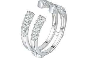 SHELOVES JEWELRY SHELOVES Vintage Guard Wrap Wedding Band For Women 925 Sterling Silver Ring Enhancer for Engagement Rings 5-12