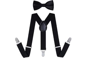 WELROG Kids Suspender Bow Tie Sets - Adjustable Braces With Bowtie Gift Idea for Boys and Girls