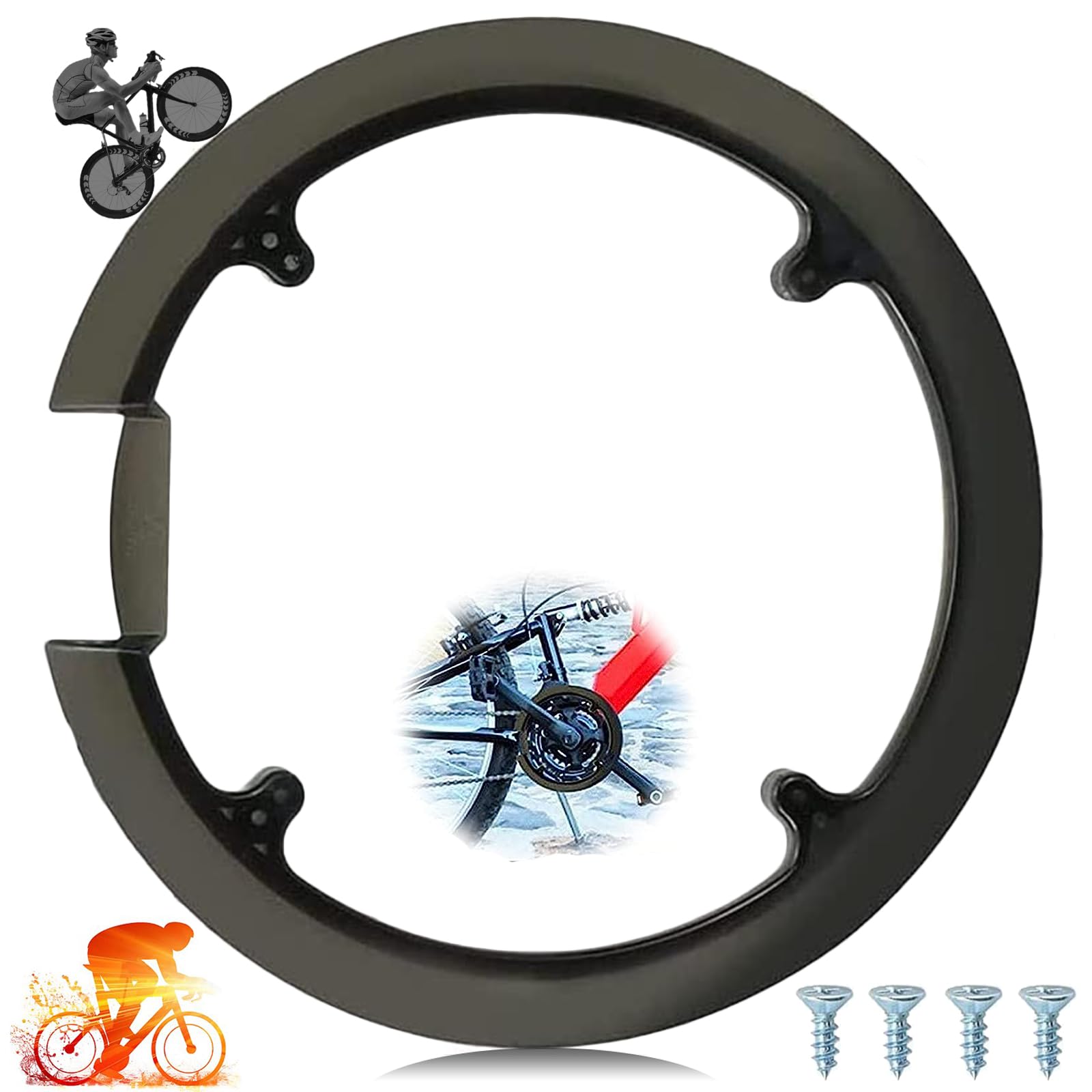 WTpin Bicycle Chain Guard, Sprocket Cover with 4 Screws, Bicycle Sprocket Crankset, Bicycle Sprocket Cover for 42 44 Teeth Bicycle Mountain Bike