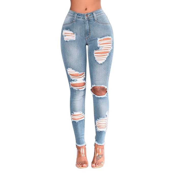 Hong98 Vaqueros Rotos Jeans Skinny Push Up Mujer Pantalones